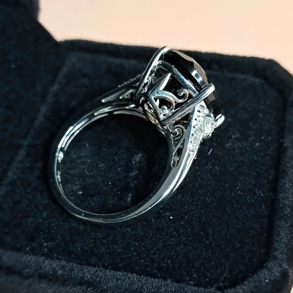 Colombianite and Natural White Zircon Ring in 925 Sterling Silver - Picture 7 of 8